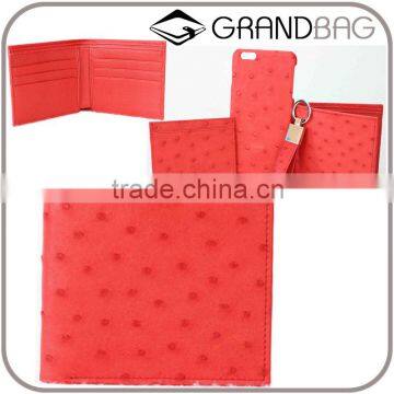 High Quality Red color Genuine Real Ostrich leather Short Wallet for Women