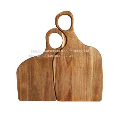 Natural Acacia Wood Irregular Steak Bread Board Dessert Tray with Hanging Ring Cutting Chopping Board Placement Plate Art