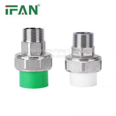 IFAN Free Sample Green Polypropylene Pipe Fitting Brass Male Union for PPR Tube Fitting