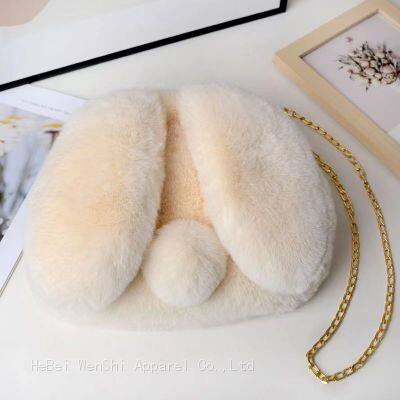 27Plush bag Wholesale Rabbit bag Big ear bag Women's winter faux fur bag single crossbody bag