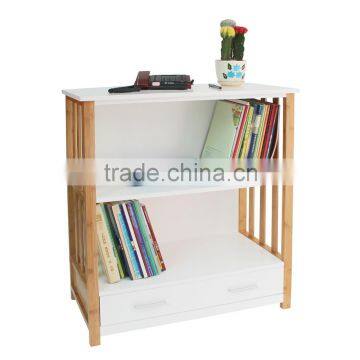 Simple Style Bookcase with 2 Drawers 3 Shelves