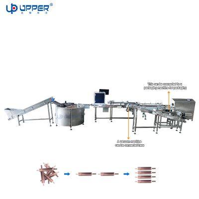 Copper tube turntable automatic Sorting packing machine Metal parts counting packaging line with visual inspection equipment