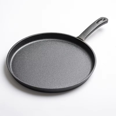 Crepe Pan, 10.5 Inch Cast Iron Dosa Pan Nonstick Dosa Tawa for All Stove, Tortilla Pan With Detachable Handle, Black