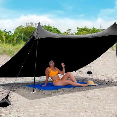 Quality Lycra Nylon Fabric Aluminum Poles- Perfect Sun Shelter Beach Canopy Awning Sunshade Beach Tent With Sandbag
