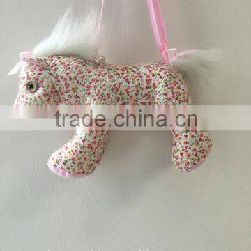 Cute mini stuffed printing fabric horse toy with a bag for children