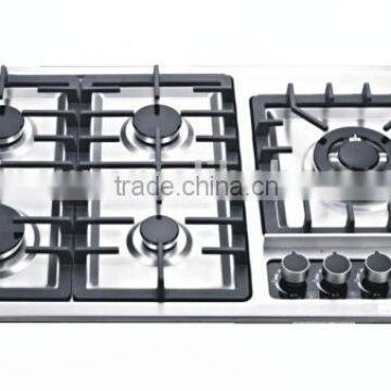 five burner stainless steel gas hob