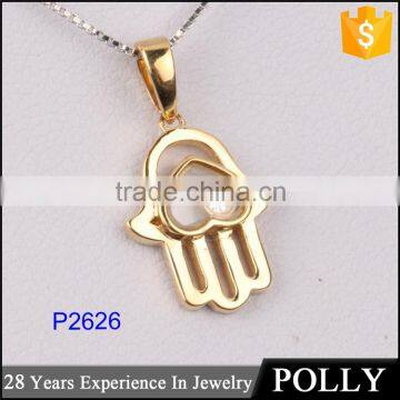 Newest arrivaling fashion palm of hand shape yellow gold pendant necklace