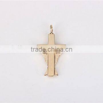 Custom 14k Gold Cross and Wing Hollow Pendant Jewelry 2016