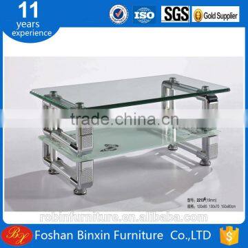 Living room furniture modern RB-2213 rectangular glass coffee table aluminum alloy metal tea table