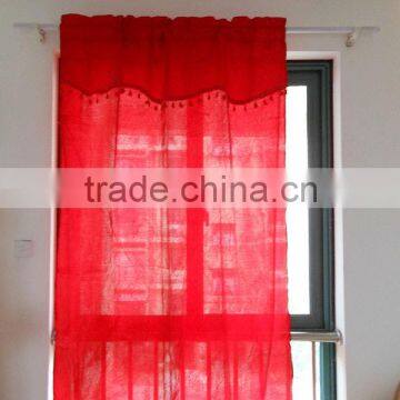 cheap festive red jacquard window curtain models