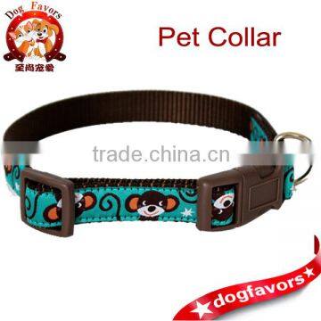 Teal Monkey Dog Collar - Ribbon Dog Collar - Jungle - Adjustable