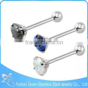 Surgical Steel Straight Barbell Piercing Fashion Unique Diamond Tongue Ring