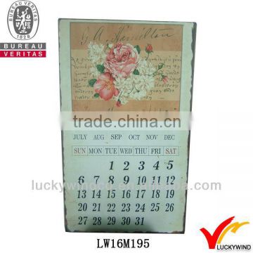 Vintage Flower Shabby Wall Metal Calendar Hanger