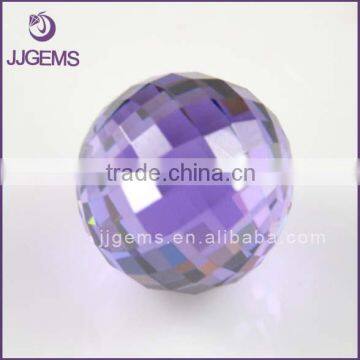 Wholesale Half Drilled Synthetic Amethyst Faceted Cz Ball Bead For Jewelry Making