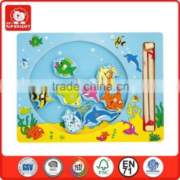 education city games kids silk screen printing wooden magnet fish design Fishing Toys Suppliers