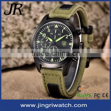 new arrive men's Sport watch with Velcro strap IP black case waterproof stainless steel back