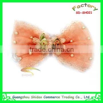 Large bow chiffon lace flower for hair accessory hair band