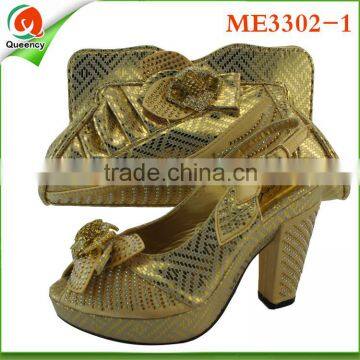 wholesale purple african matching shoes and bags for lady high quality cluth bag for woman