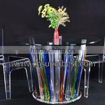 various sizes acrylic table with logo on surface