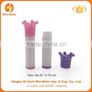 2015 new design crown shape PP empty lip balm packaging