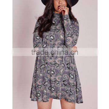 Factory Price Plus Size Floral Jersey Swing Dress photo-4