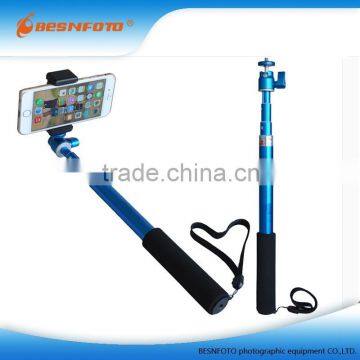 Aluminum Wholesale selfie stick Blue Aluminum monopod for cellphone & Sports camera