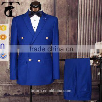 China Gold Supplier Hot Selling Upscale European Style Wholesale Customized 2 Button Double Breasted Coat Pant Men Suit