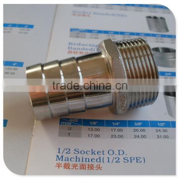 304 or 316 Stainless Steel Casting Pipe Fittings Male Threaded Hexagon Hose Nipple