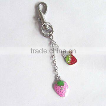 fashion zinc alloy enamel fruit key chain promotion