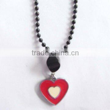 fashion plastic bead chain enamel zinc alloy heart necklace