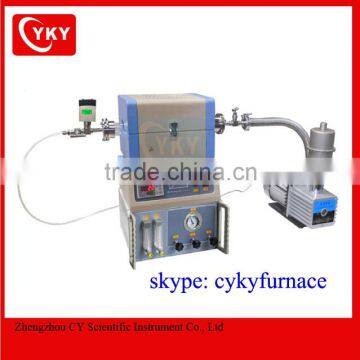 Mini CVD Tube Furnace system with 2 Channel Gas Mixer, Vacuum Pump, and Vacuum Gauge - OTF-1200X-S50-2F