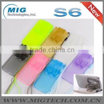 Phone case Rabbit ears stand Transparent TPU case For Samsung S6 edge, For Samsung galaxy S6 edge case 7 colors