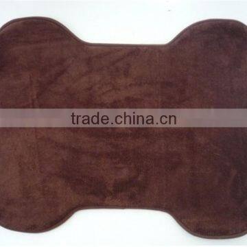 Soft touch Memory foam pet mat non slip base in bone shape brown