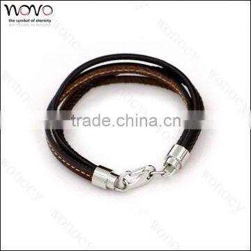 Dongguan Jewelry Factory Lobster Clasp Stainless Steel Bulk Leather Bracelet photo-3