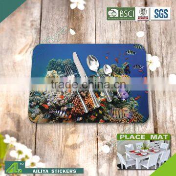 eco-friendly kitchen advertising colorful promotional printed pp heat resistant placemats