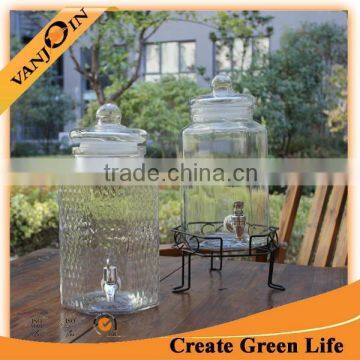 4L Octagon Shape Beverage Glass Dispenser Jar With Hermetic Lid For Sales