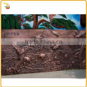 Metal Wall Art Sculpture Bronze Crane Modern Relief Sculpture