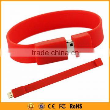 Fashionable decorations silicone bracelet usb flash drive