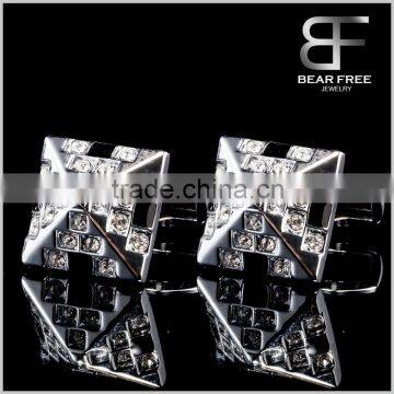 French Style Enamel Cufflinks with CZ Channel Setting