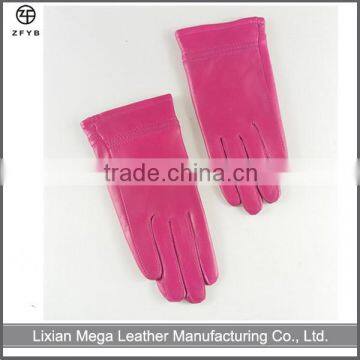 Children's Girls pink color winter leather gloves in china