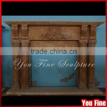 Beige Marble Antique Fireplace French