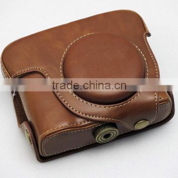 Factory high quality stylish brown mini leather Camera Bag in Dongguan