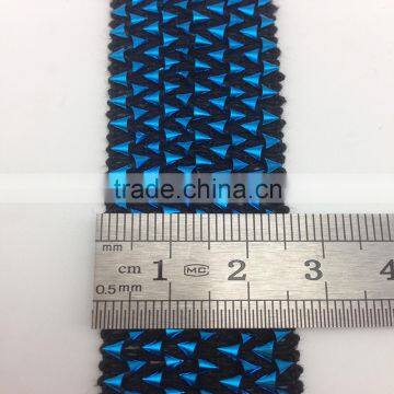 blue triangle stretch gold metallic lace trim for garment decoration