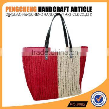 Tote bag style and paper straw material beach bag color stitching crochet bag