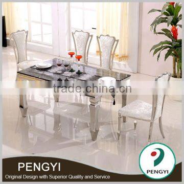 Newest design dining room stainless steel dining table designs