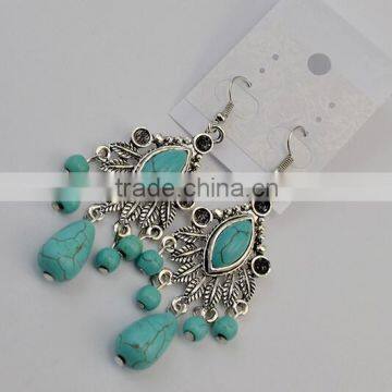 Wholesale Ginasy Bohemia Style Drop Earrings Teardrop Turquoise Dangle Earrings For Women