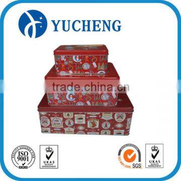 three sets rectangle food gift packing tin box