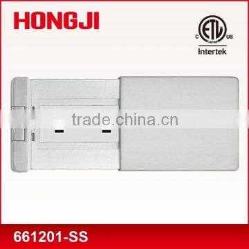 Single Flat Push Floor Box With Receptacle in Stainless Steel