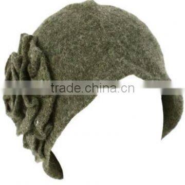 100% Wool Winter Cloche Crushable Foldable Bucket Big Flower Church Hat