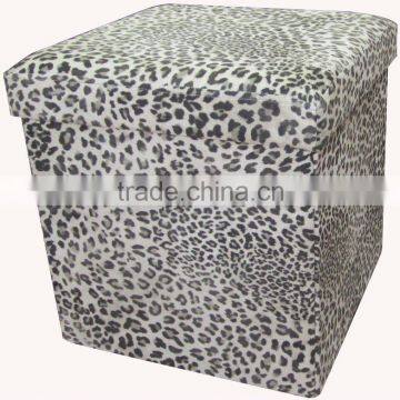 stronger!! leopard suede folding storage ottoman